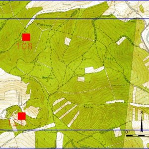 Ždánický les 2018. Mapový list 8-3. 108 - Diváky 1 (okr. Břeclav) - trať Přední kout, Burberk - hradiště - starší doba železná -  památka zapsaná do ÚSKP pod r. č. 30869/7-7080; 121 - Kurdějov 1 (okr. Břeclav) - trať Kurdějovský starý vrch - hradiště - dosud nedatováno.